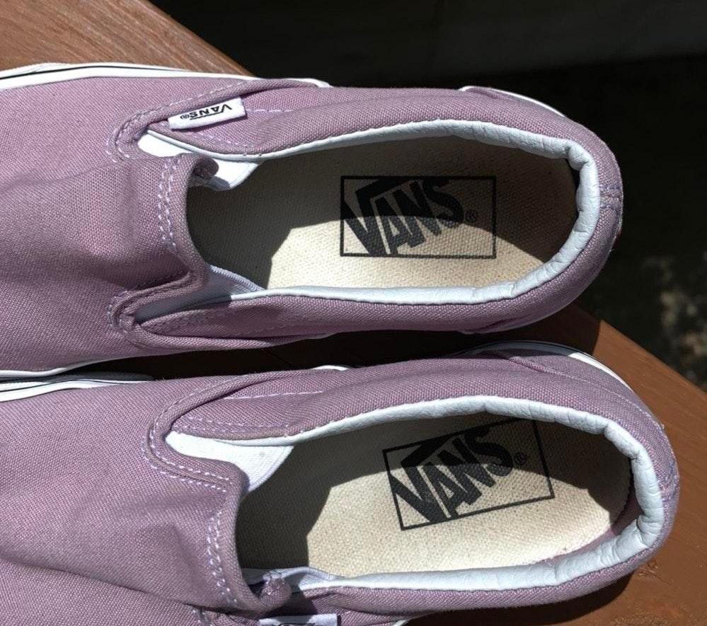 light purple slip on vans