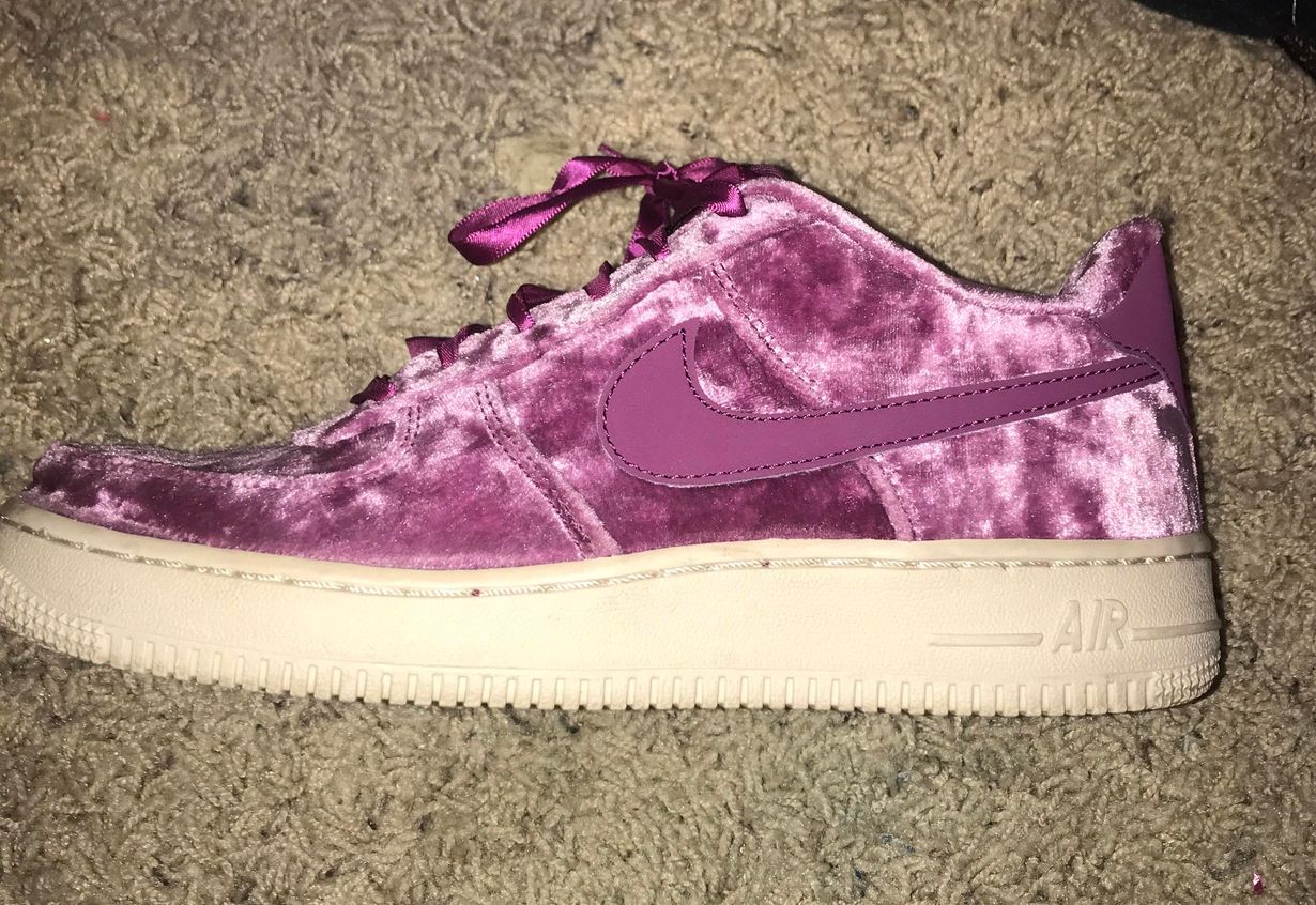 purple velvet air force ones