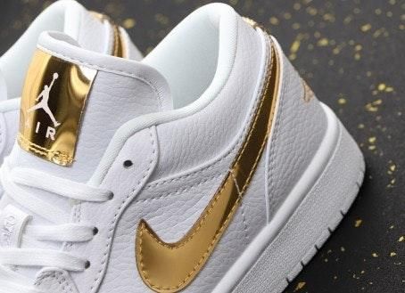 Air Jordans Jordan 1 Low White Metallic Gold New Curtsy Air Jordans Jordan 1 Low White Metallic Gold New Curtsy