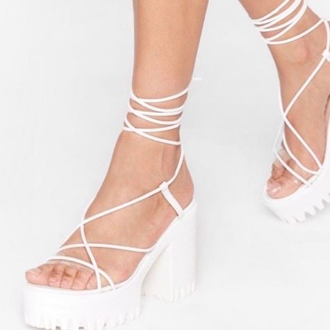 strappy white platform sandals