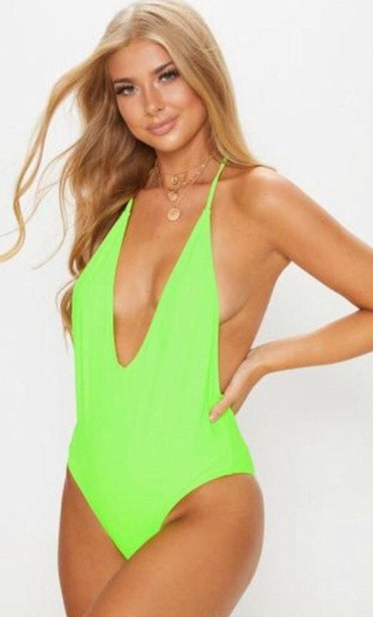 bright green swimsuit