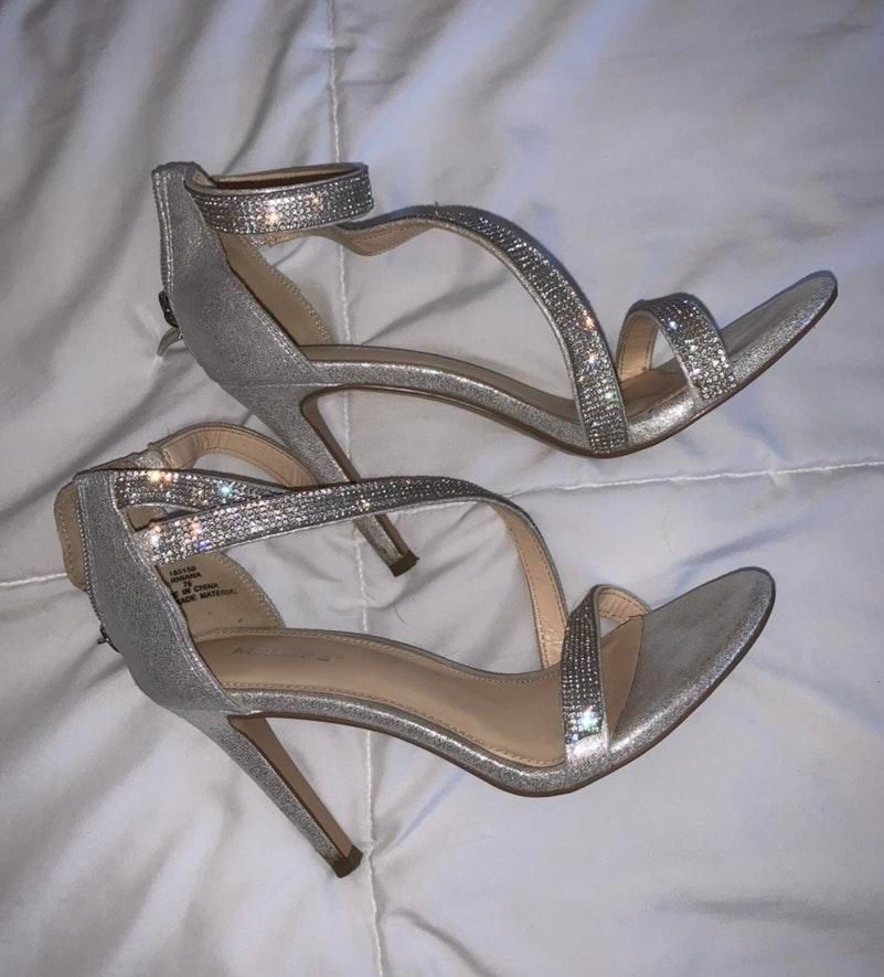 silver sparkly heels