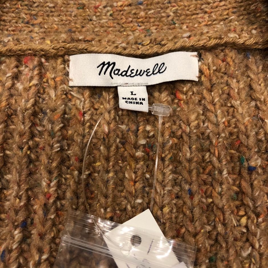 madewell speckled rib cardigan sweater