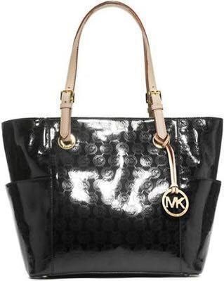 shiny black michael kors purse