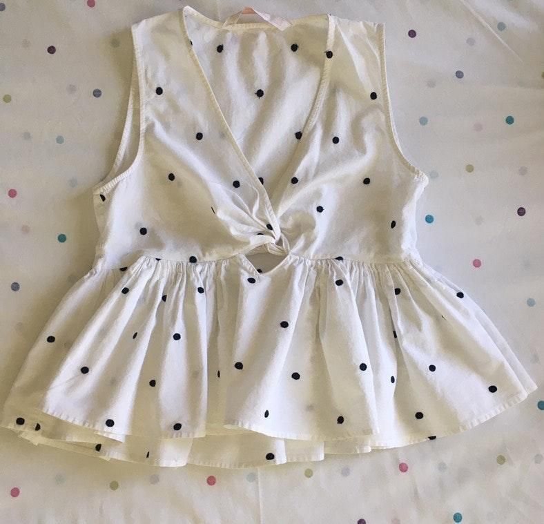 white polka dot top zara