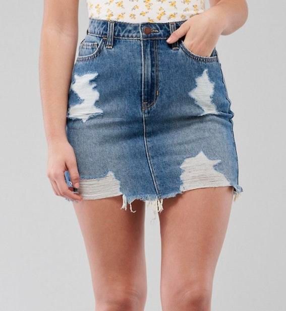 hollister jean skirts