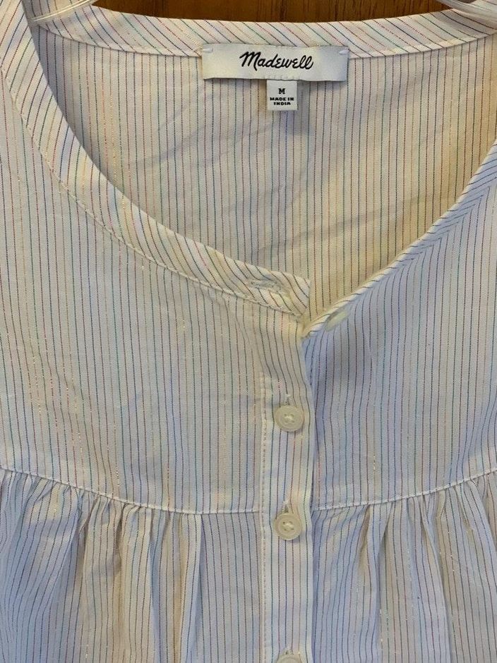 madewell ruffle sleeve bib top