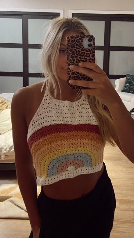 rainbow crochet halter top