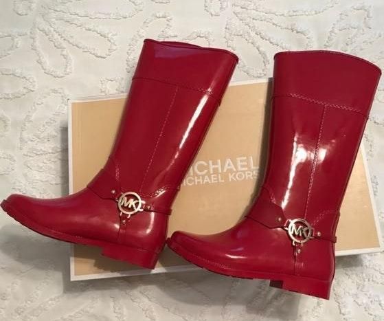 michael kors red rain boots