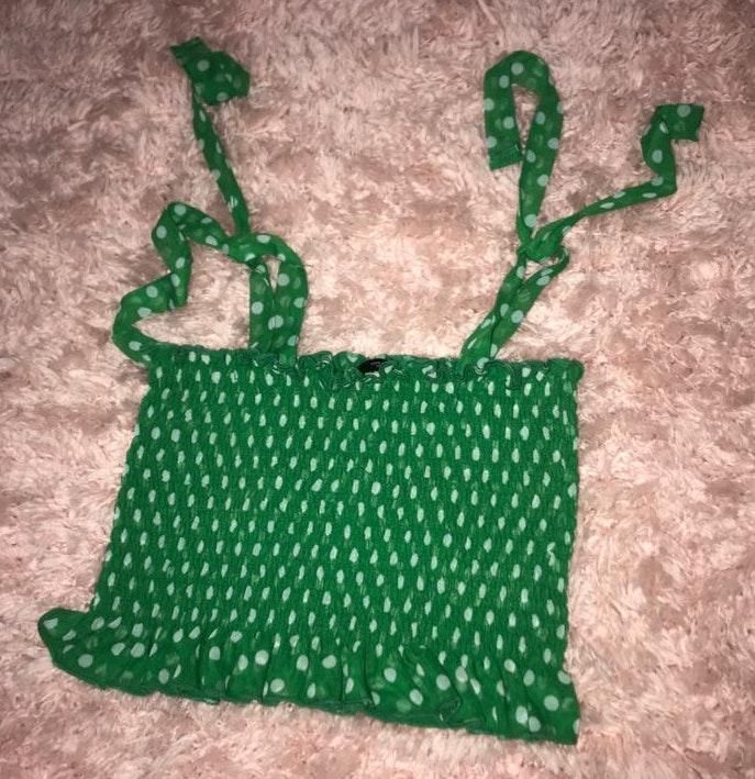 zara green polka dot top