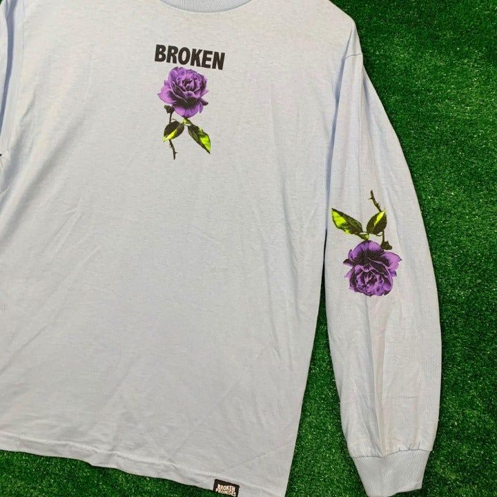 broken t shirt with purple rose