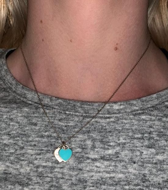 tiffany mini double heart tag necklace