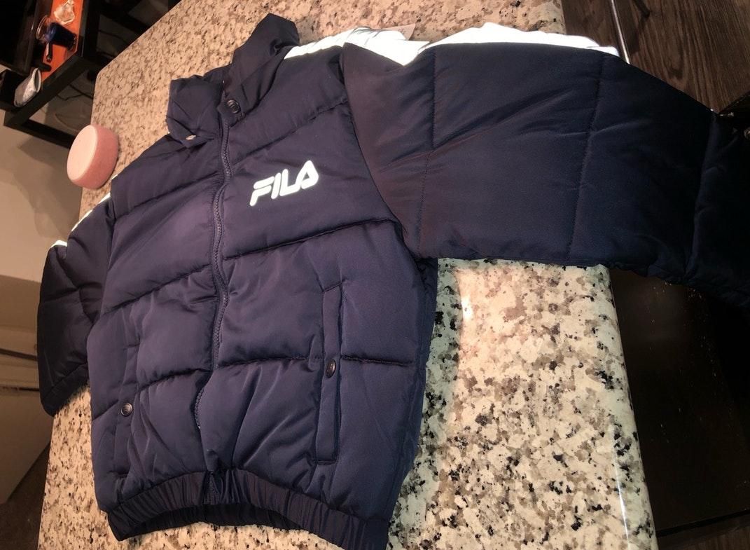 fila reflective cropped puffer jacket