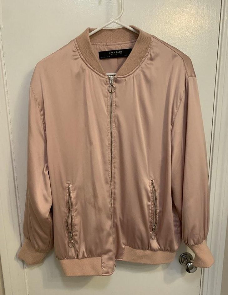 zara satin bomber jacket