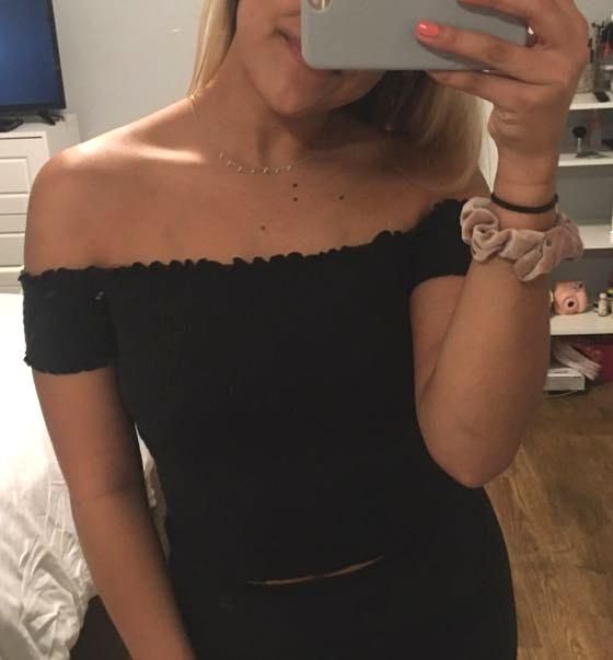 hollister black off the shoulder top