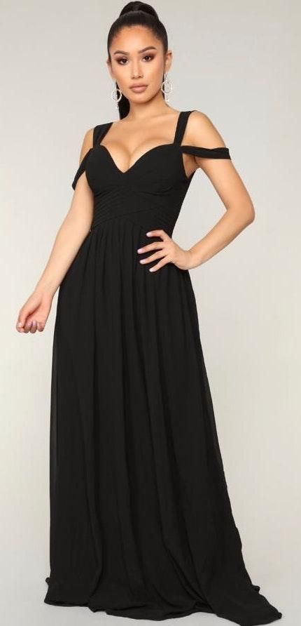 fashion nova long black dress