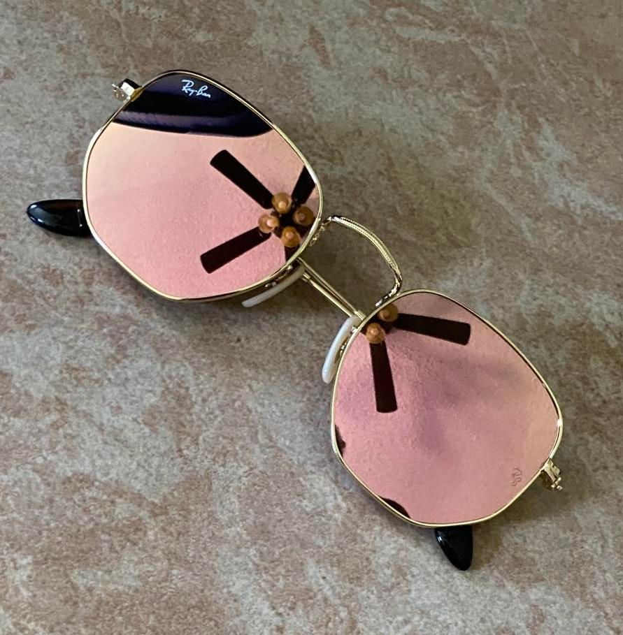 ray ban hexagonal pink