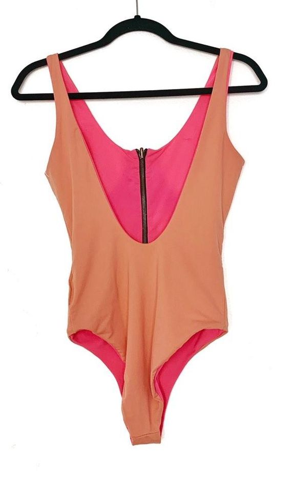 peach swimsuit