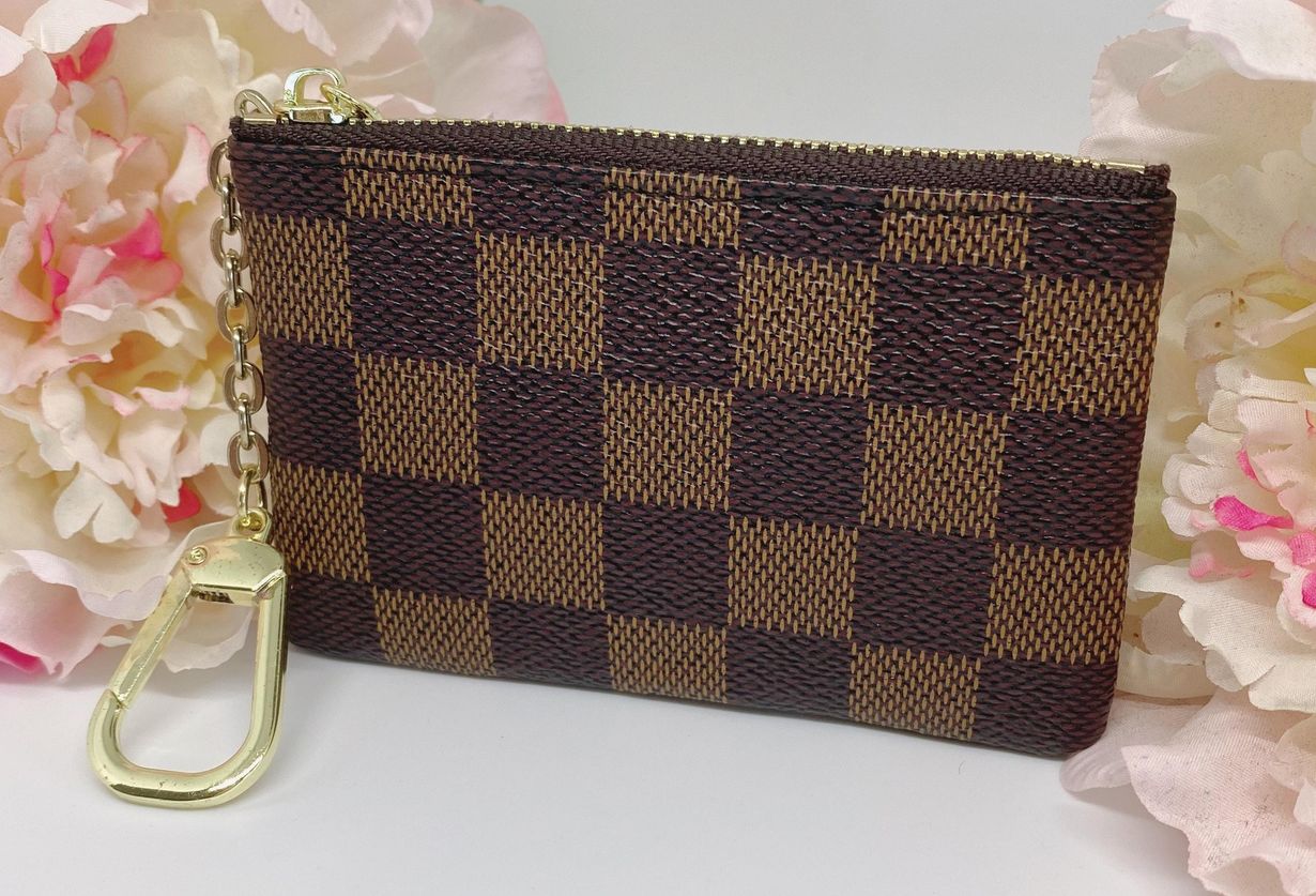 Brown Checkered Coin Purse 2024 favors