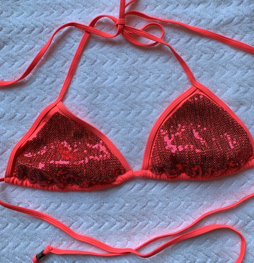pink sequin bikini top