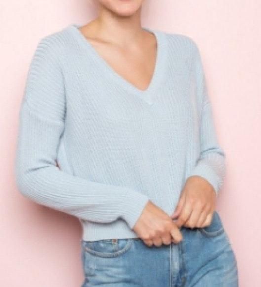 brandy melville grey v neck sweater
