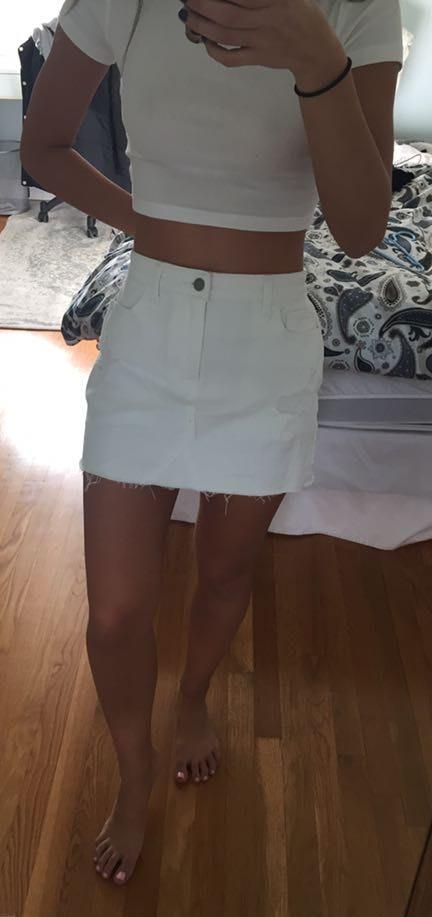 hollister white denim skirt