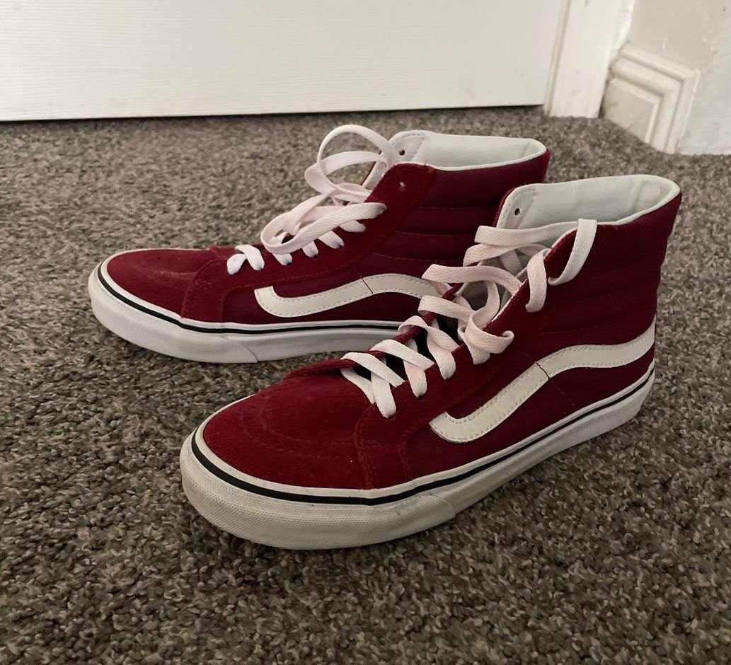 maroon high top vans