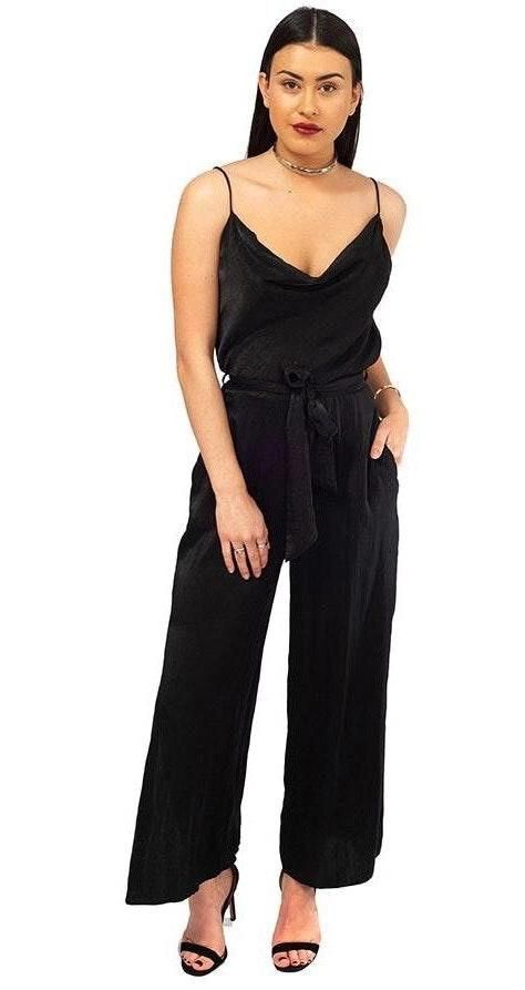 satin cowl neck jumpsuit