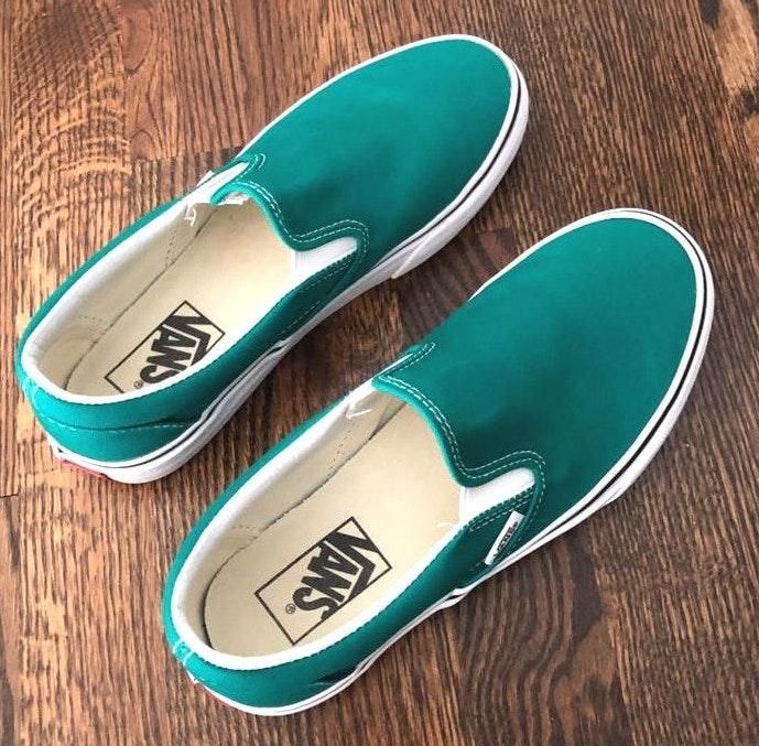 forest green slip on vans