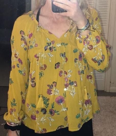 old navy yellow floral top