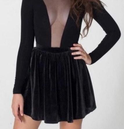 American Apparel Black Velvet Circle Skirt Curtsy