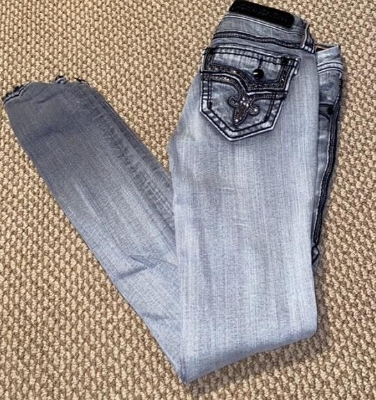 grey rock revival jeans