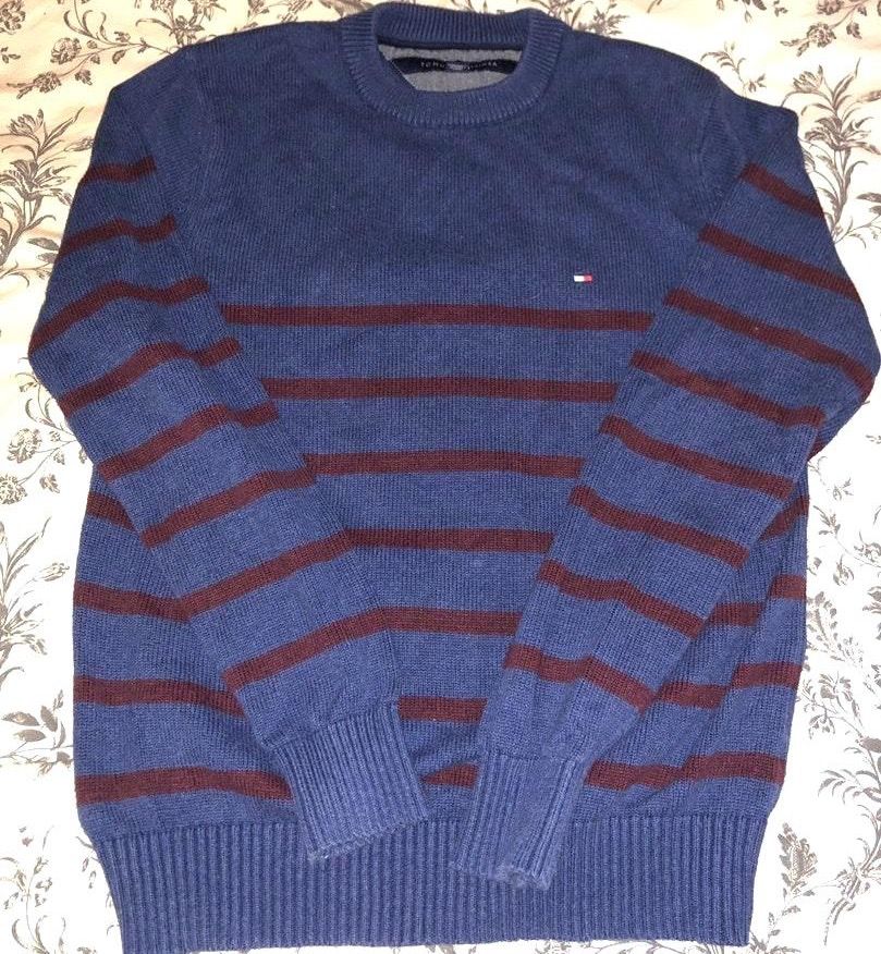 tommy hilfiger red and blue sweater