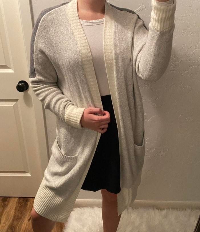 color block duster cardigan
