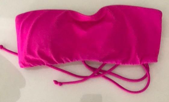 pink strapless bikini top