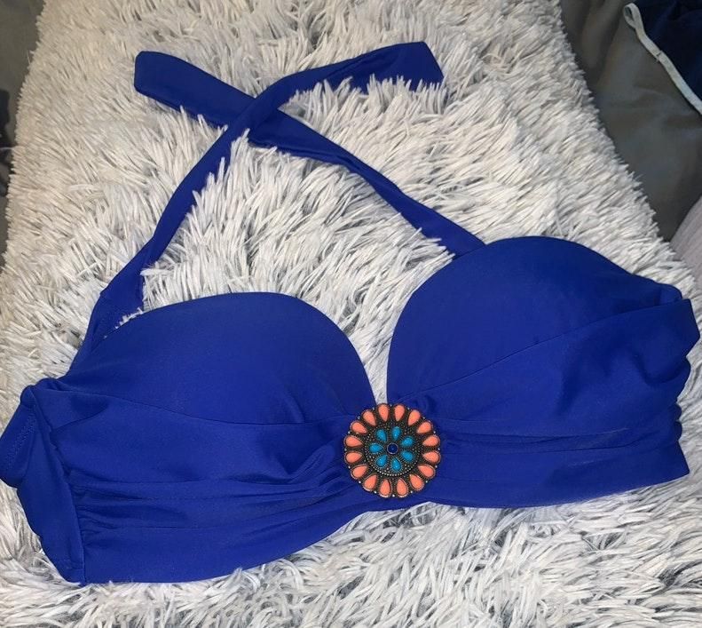 blue strapless bikini top