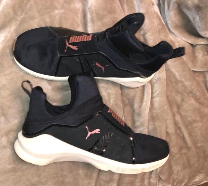 rose gold and black puma shoes