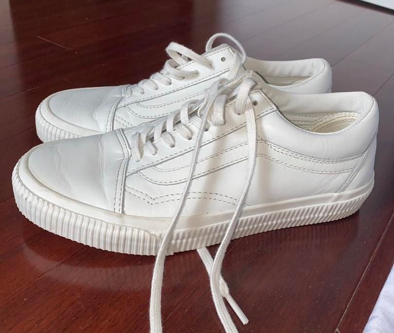 Vans White Leather Low Top Curtsy