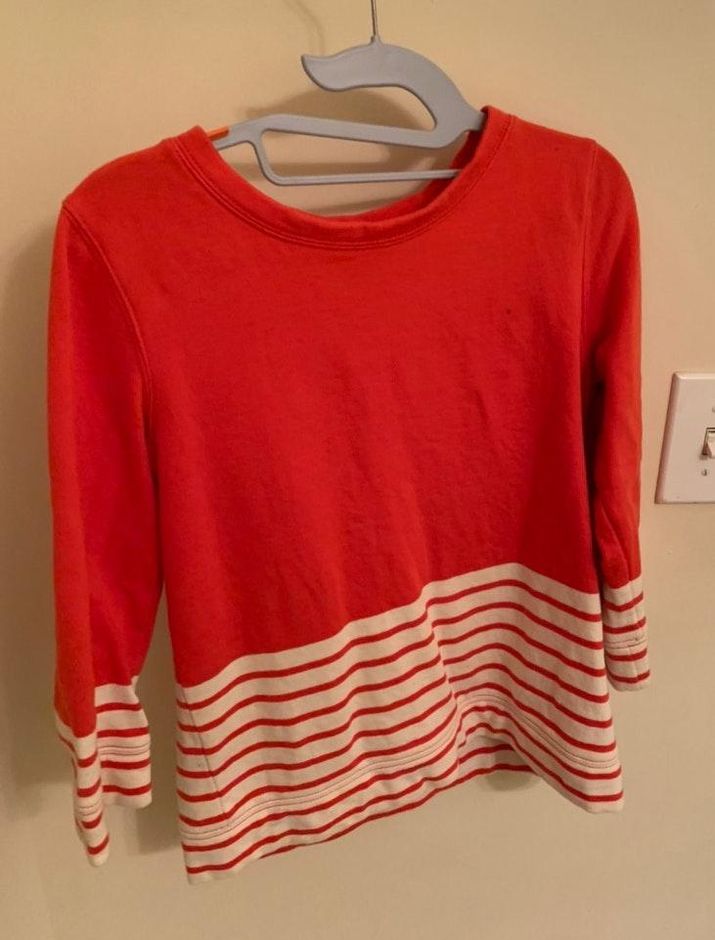 orange and red striped shirt