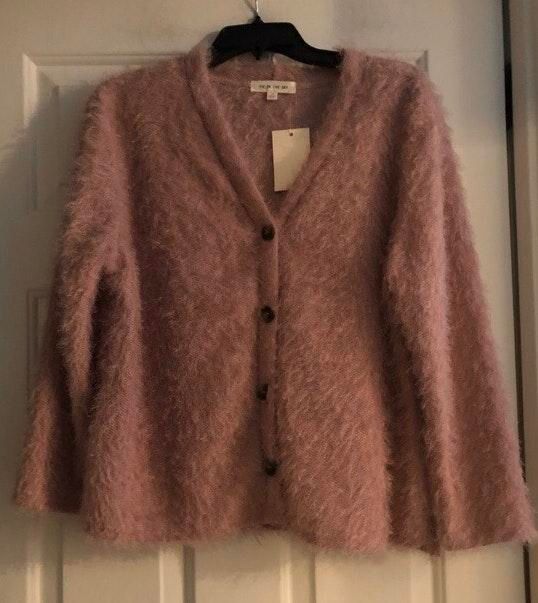 pink eyelash cardigan