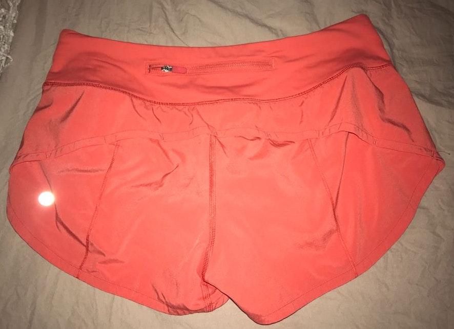 coral lululemon shorts