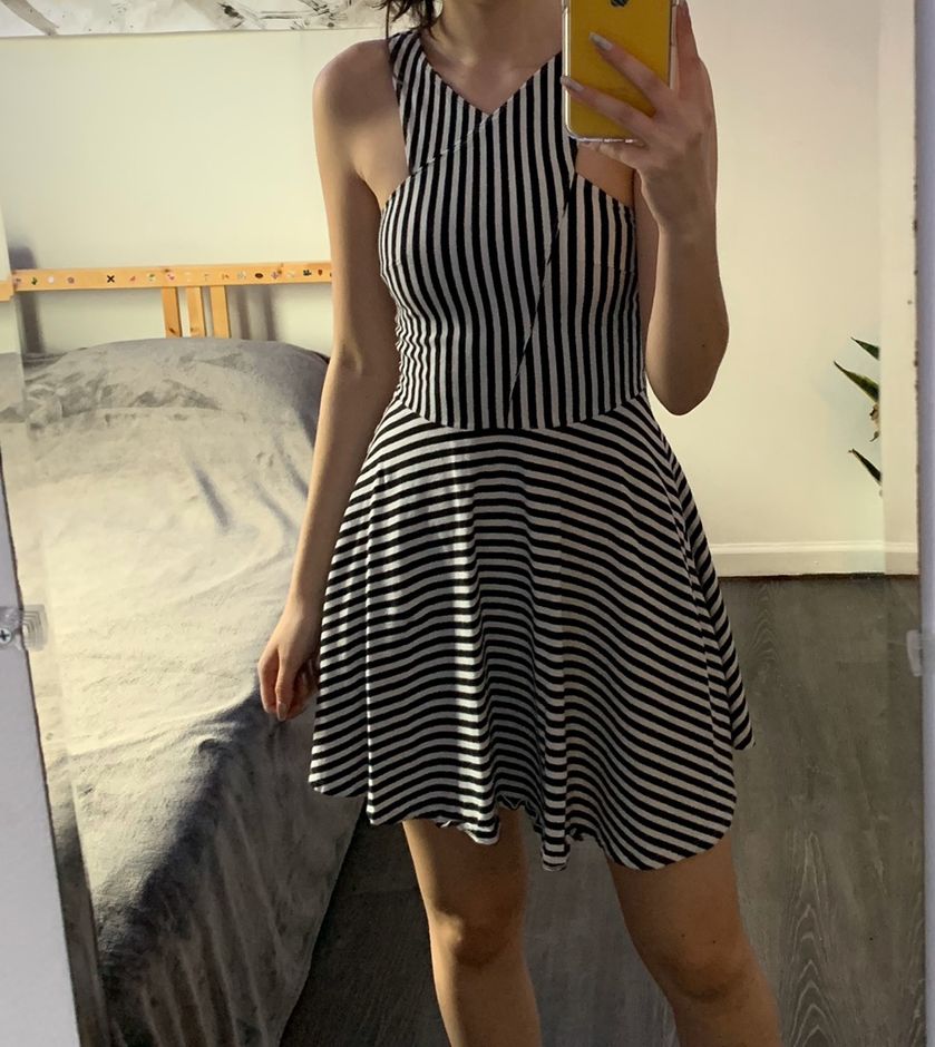 hollister blue and white striped dress