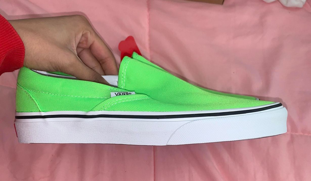 lime green slip on vans