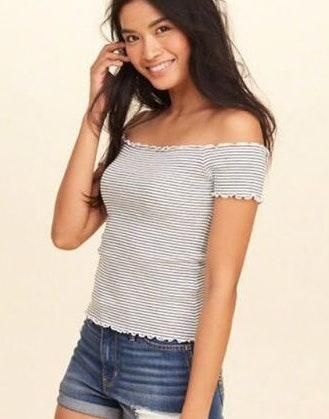 hollister white off the shoulder top