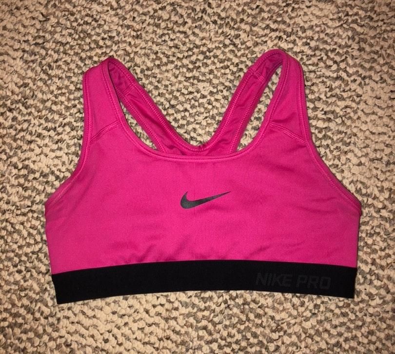 nike pro pink sports bra