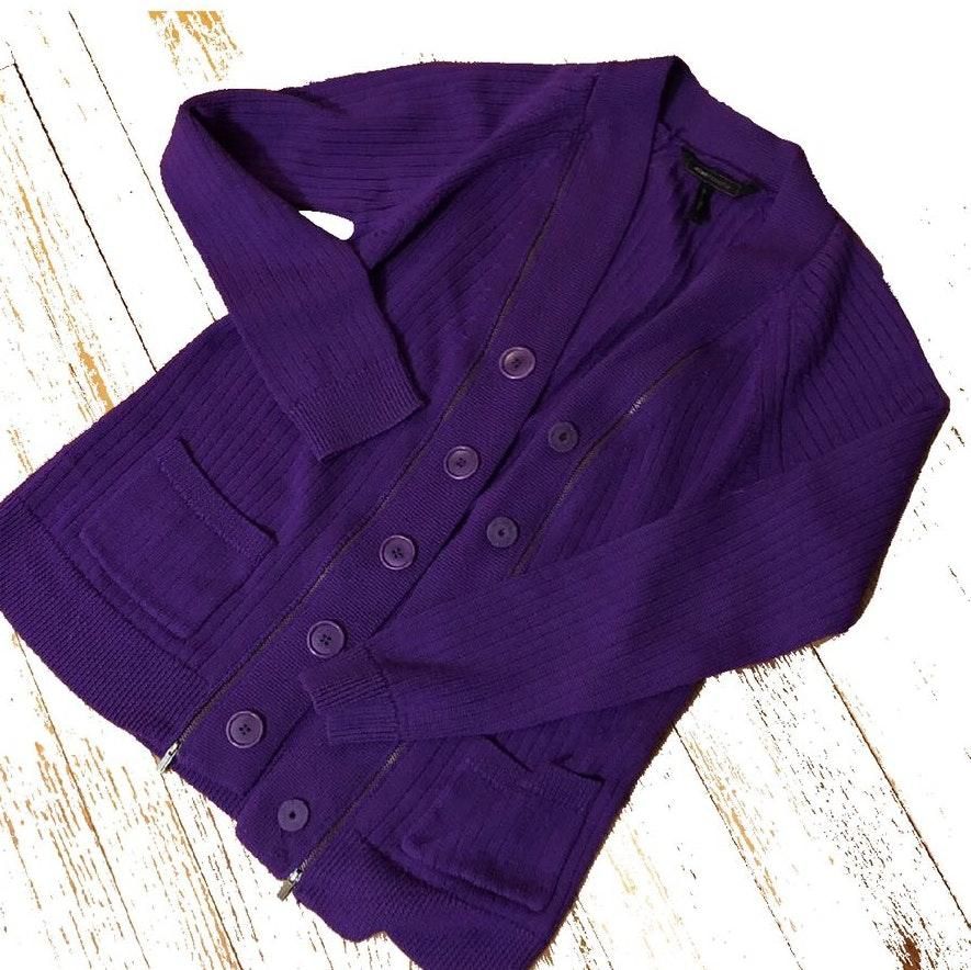 purple cardigan sweater