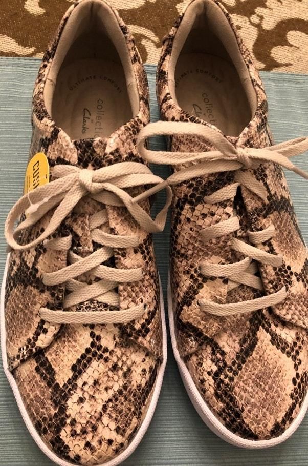 Clarks NWT Snakeskin Sneakers, 8 | Curtsy