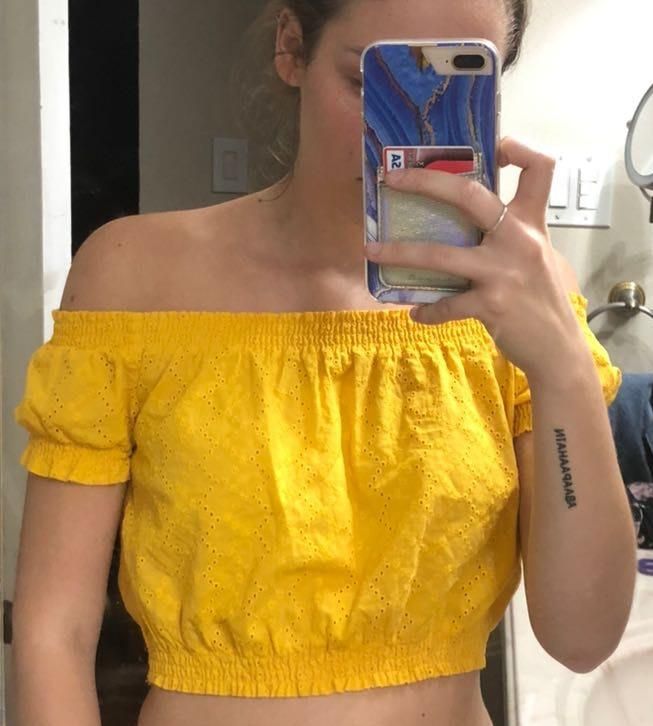 h&m yellow off shoulder top