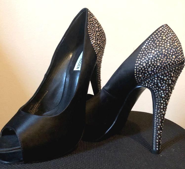 black sparkly heels