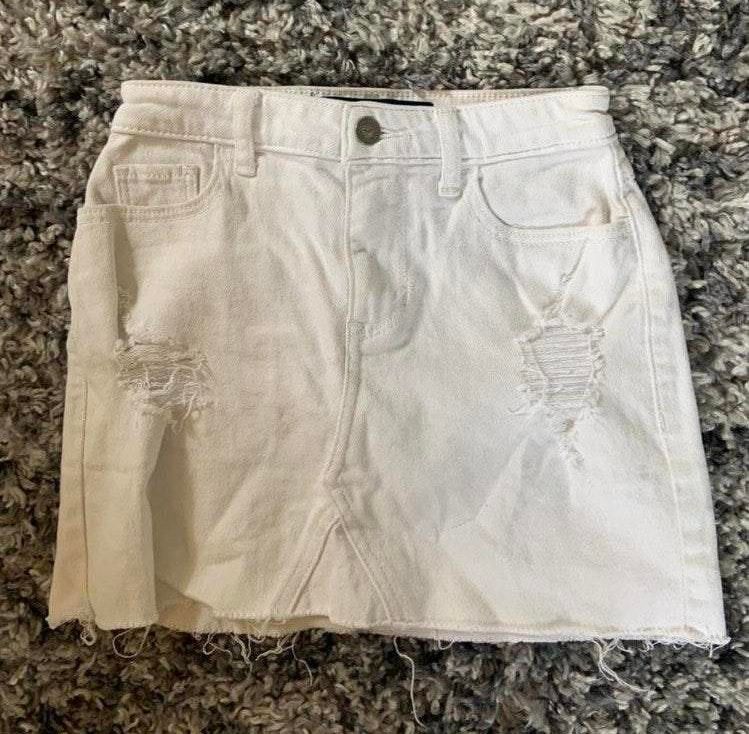 hollister white denim skirt